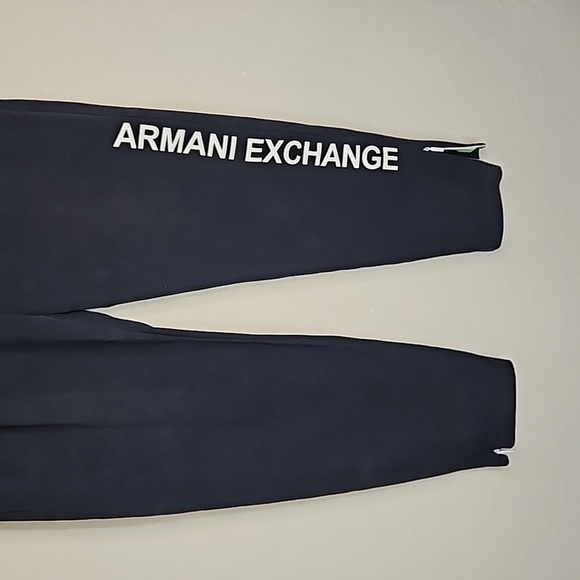 Armani Exchange navy drawstring logo joggers, size medium - Picture 2 of 16